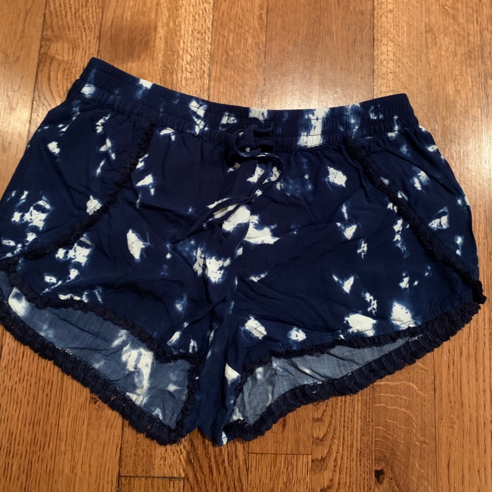 Garage Blue and White Tie-Dye Flowy Shorts